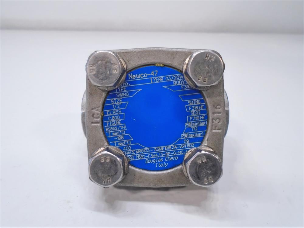 LOT of (3) Newco-47 1/2" Thread 800# Stainless Steel Swing Check Valve, RS552/TH